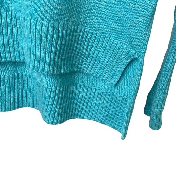 J Crew New! Wool Blend High Low Tunic Turtleneck Sweater Long Sleeve Turquoise - Picture 4 of 15